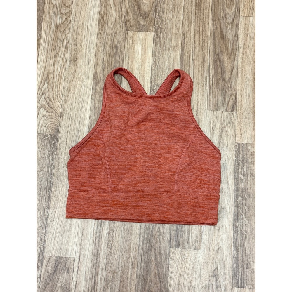 JoyLab Womens High Neck Crisscross Racerback Sports Bra Rust Orange Heather S